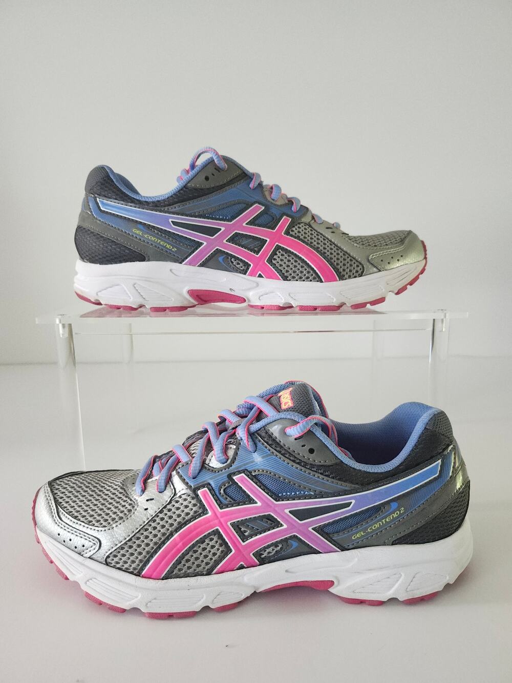 ASICS Women's Gel-Contend 2 Running Sneakers Neon Pink Silver Sz 9.5 Mesh
